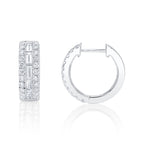 1.09CT 14K W/G DIAMOND BAGUETTE HOOP EARRING