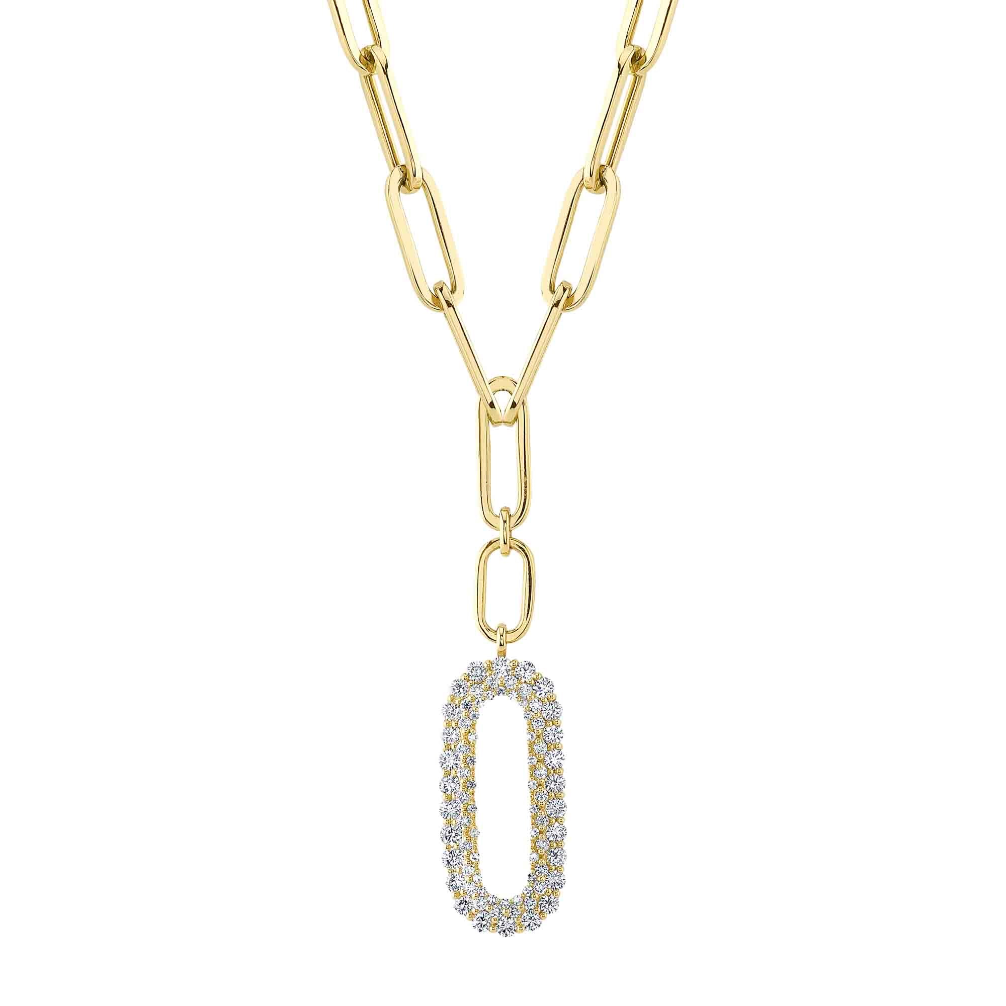 0.92CT 14K Y/G DIAMOND PAPER CLIP LINK NECKLACE