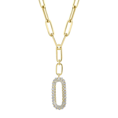 0.92CT 14K Y/G DIAMOND PAPER CLIP LINK NECKLACE