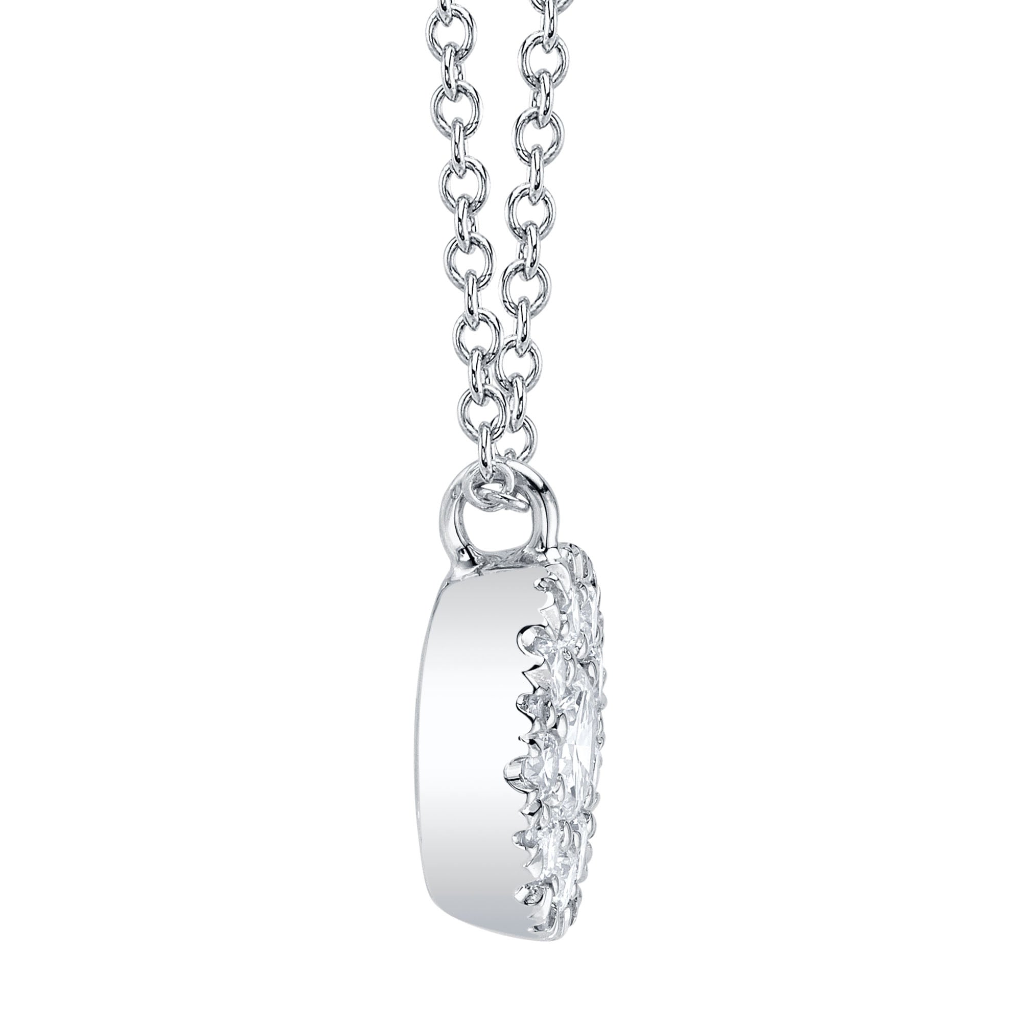 0.22CT-CTR(ROUND) 0.28CT-SIDE 14K W/G DIAMOND CLUSTER NECKLACE
