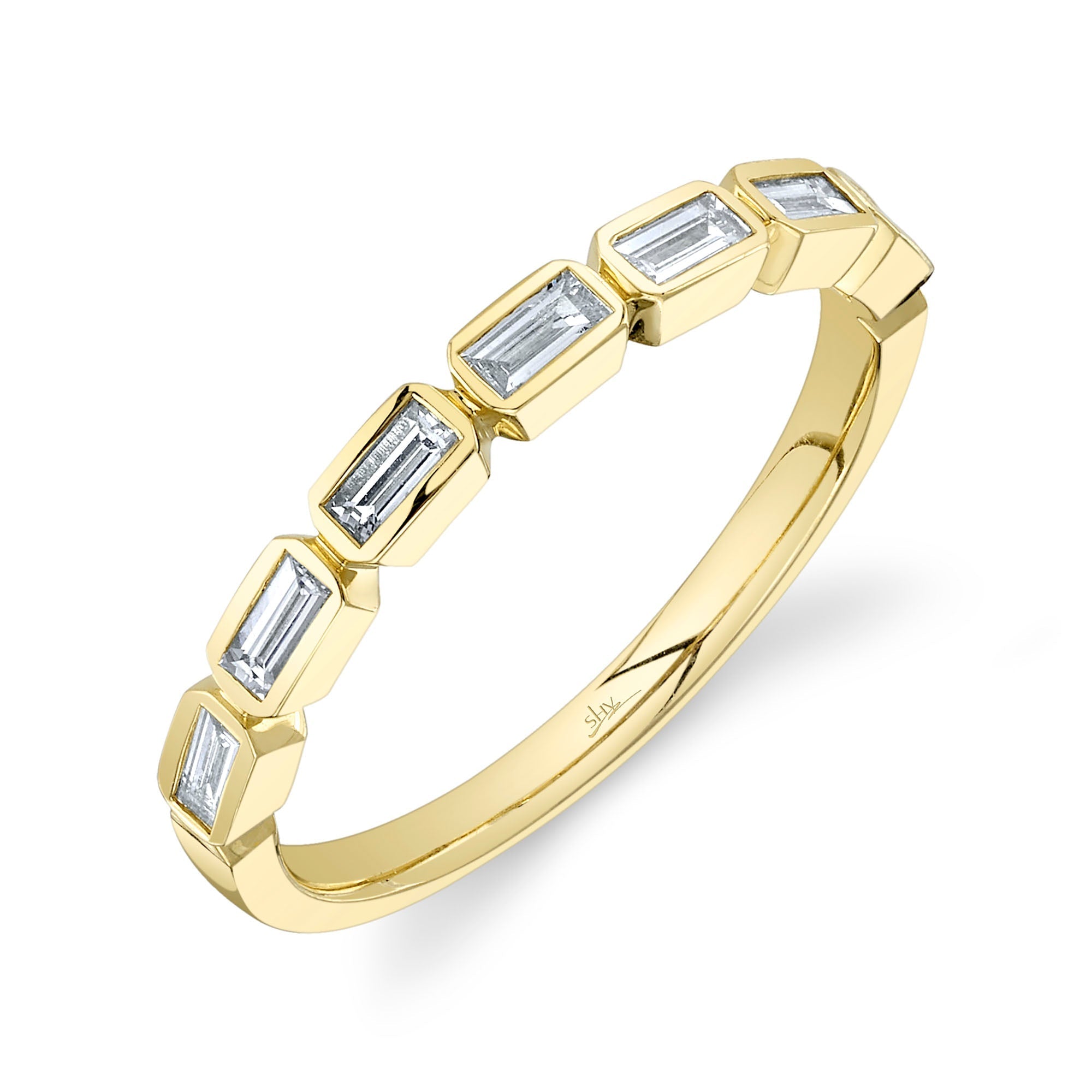 0.35CT 14K Y/G DIAMOND BAGUETTE BEZEL BAND SZ 6
