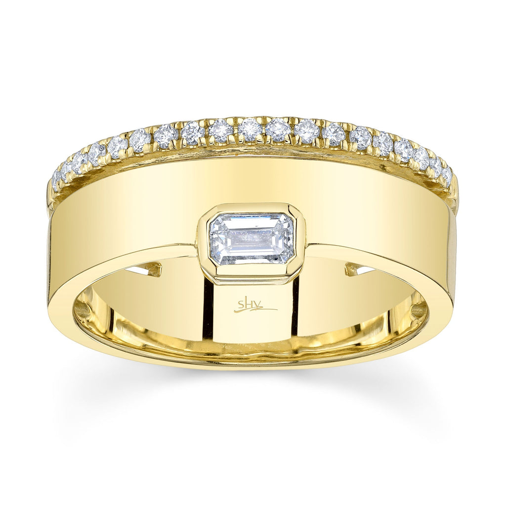 0.39CT 14K Y/G DIAMOND EMERALD BEZEL BAND