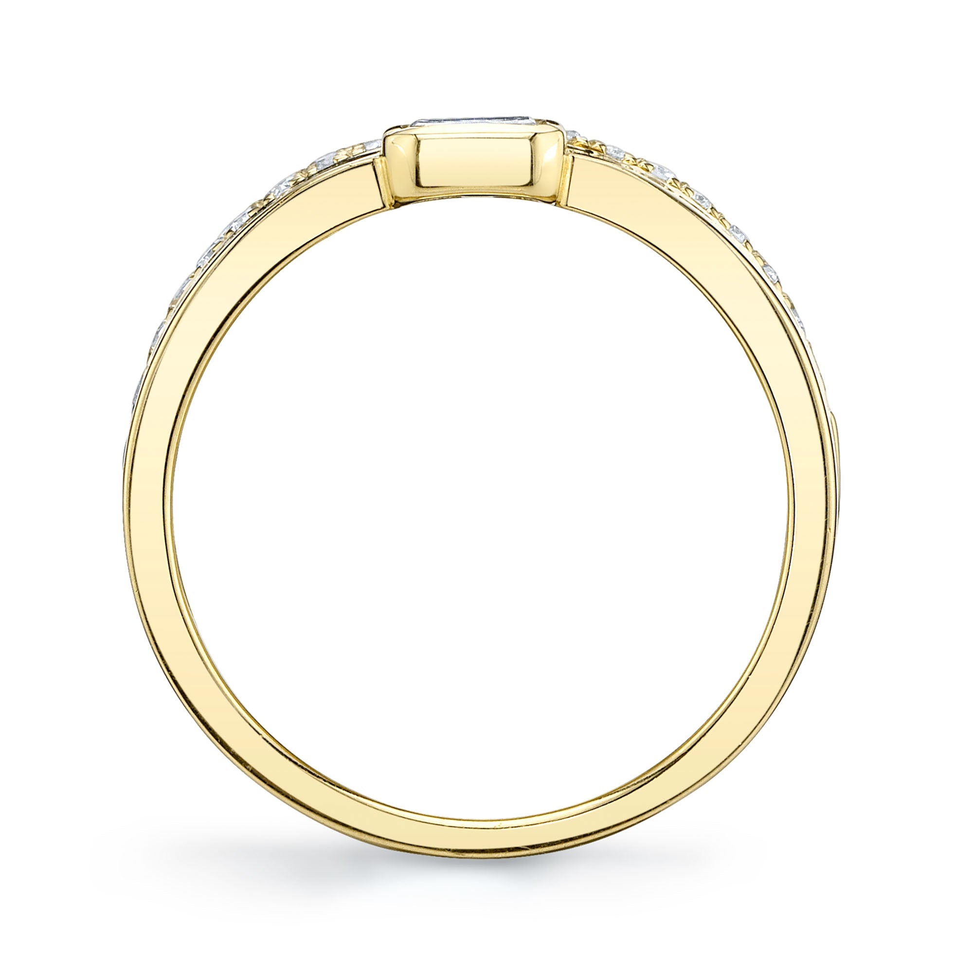 0.39CT 14K Y/G DIAMOND EMERALD BEZEL BAND