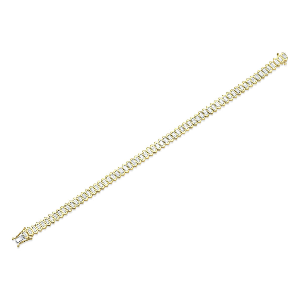 3.25CT 14K Y/G DIAMOND BAGUETTE BEZEL TENNIS BRACELET