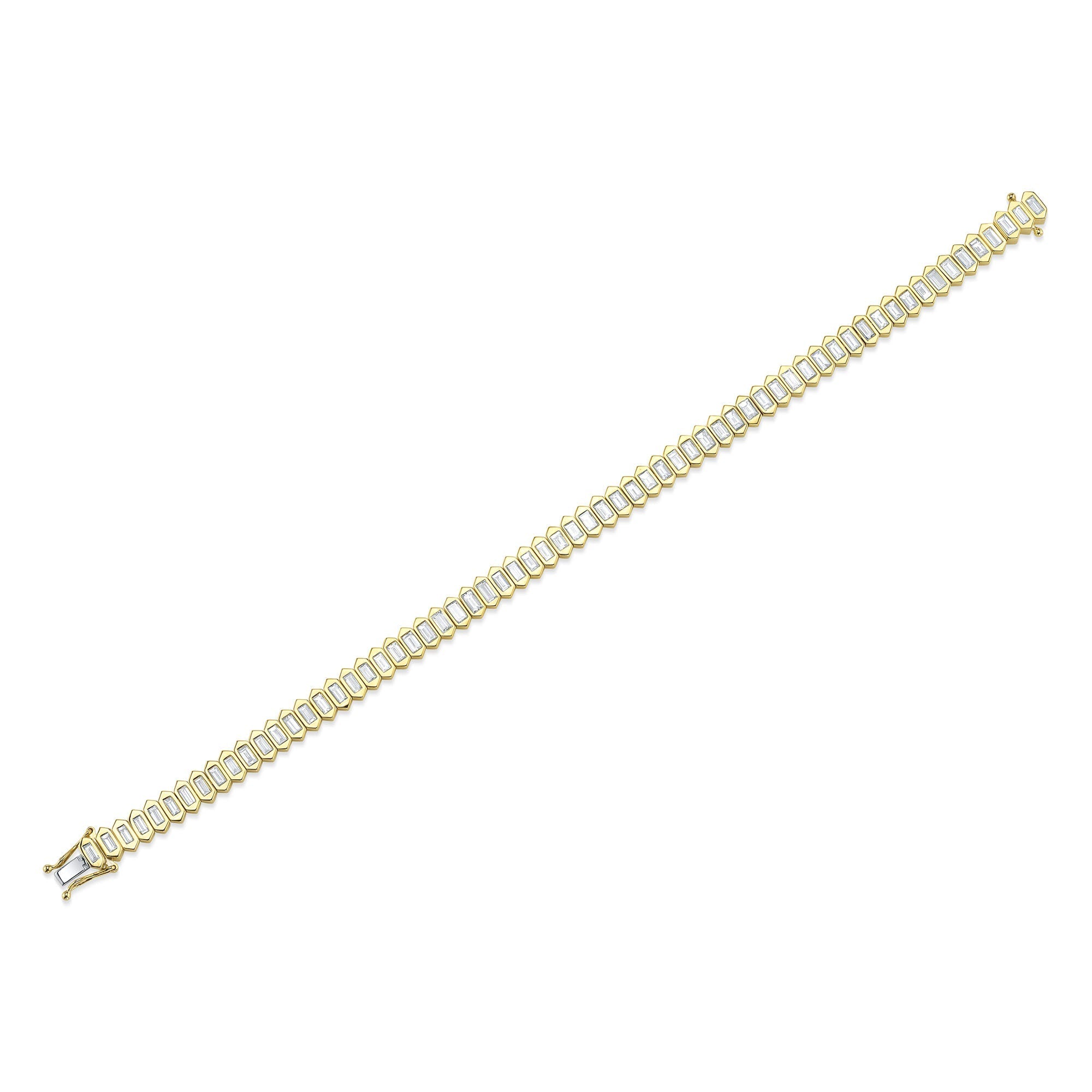 3.25CT 14K Y/G DIAMOND BAGUETTE BEZEL TENNIS BRACELET