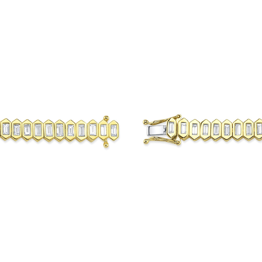 3.25CT 14K Y/G DIAMOND BAGUETTE BEZEL TENNIS BRACELET