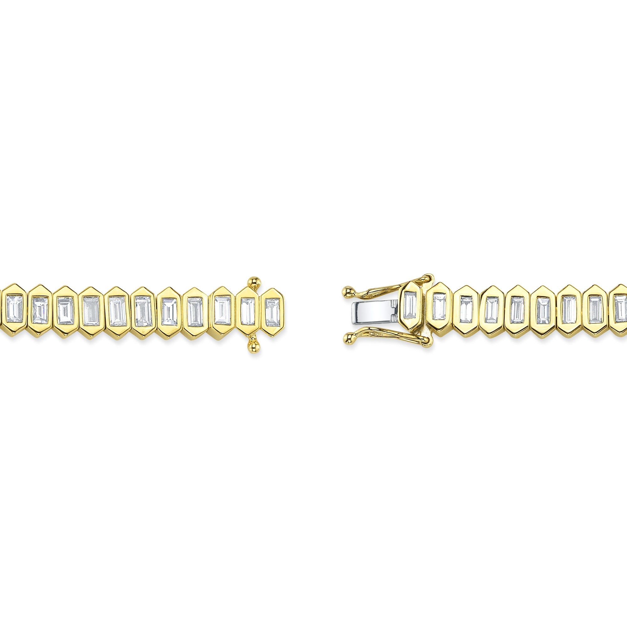 3.25CT 14K Y/G DIAMOND BAGUETTE BEZEL TENNIS BRACELET