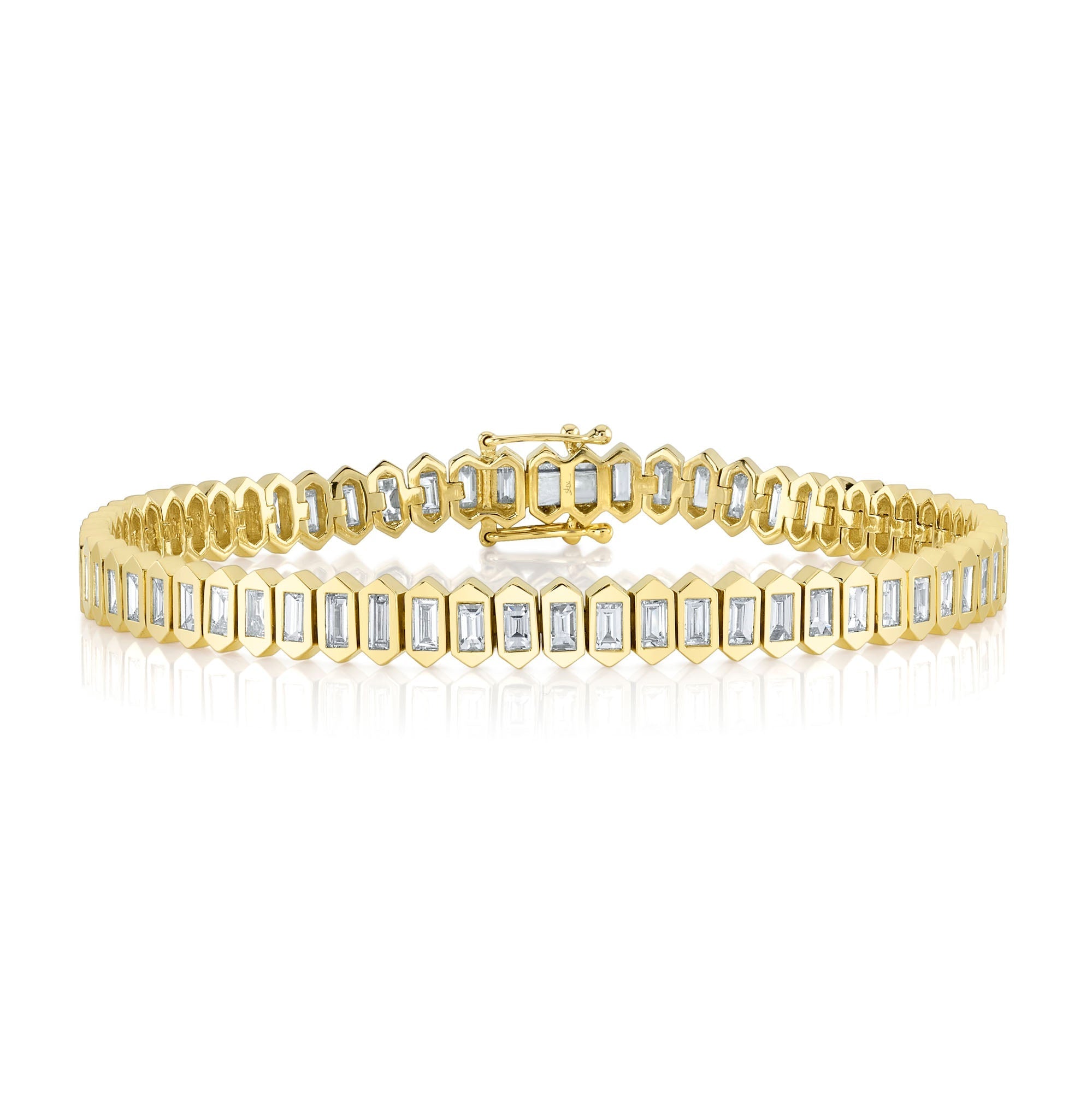 3.25CT 14K Y/G DIAMOND BAGUETTE BEZEL TENNIS BRACELET