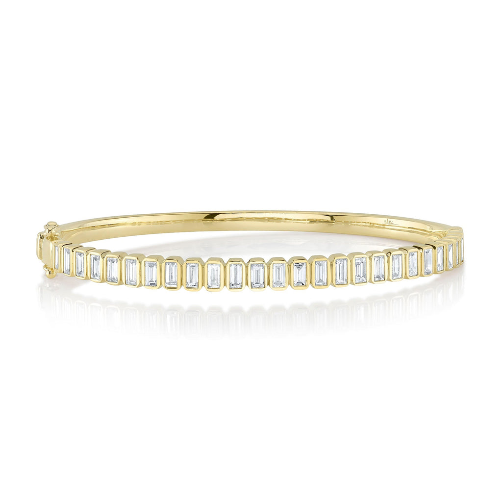 1.90CT 14K Y/G DIAMOND BAGUETTE BEZEL BANGLE