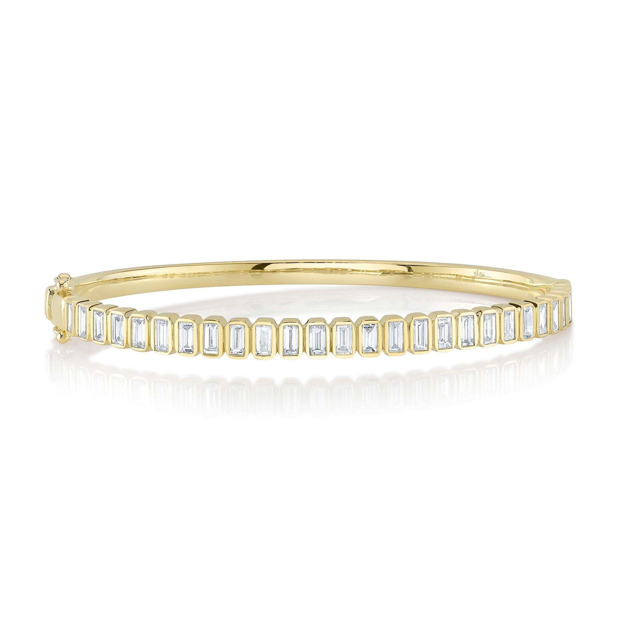 1.90CT 14K Y/G DIAMOND BAGUETTE BEZEL BANGLE