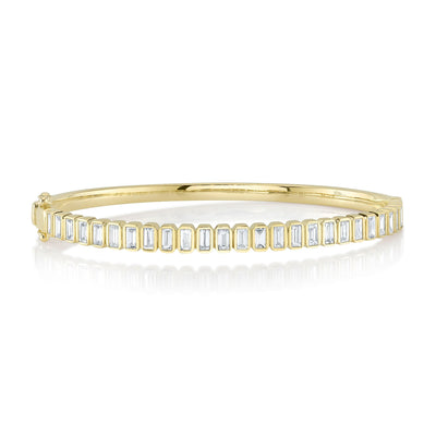 1.90CT 14K Y/G DIAMOND BAGUETTE BEZEL BANGLE