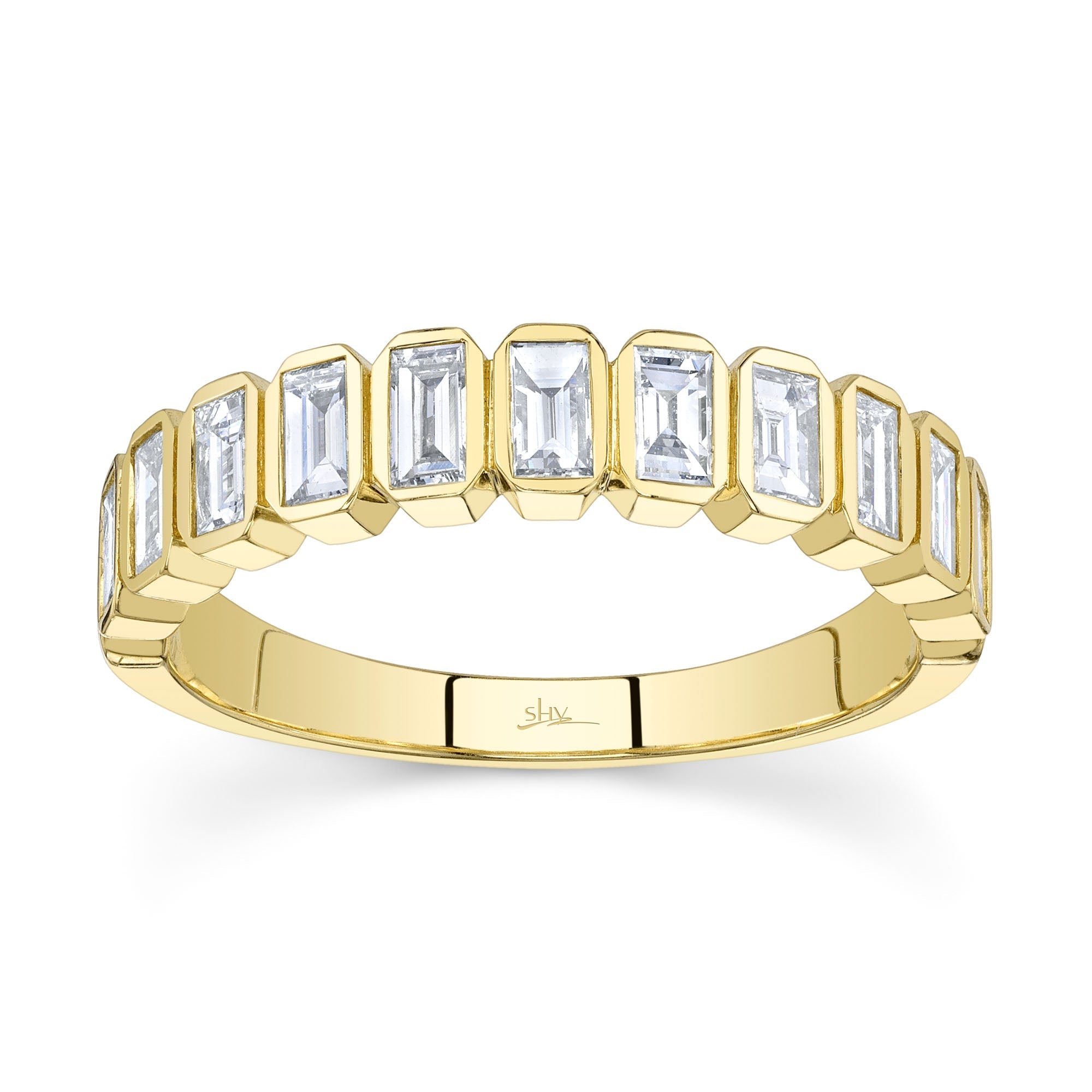 0.78CT 14K Y/G DIAMOND BAGUETTE BEZEL BAND