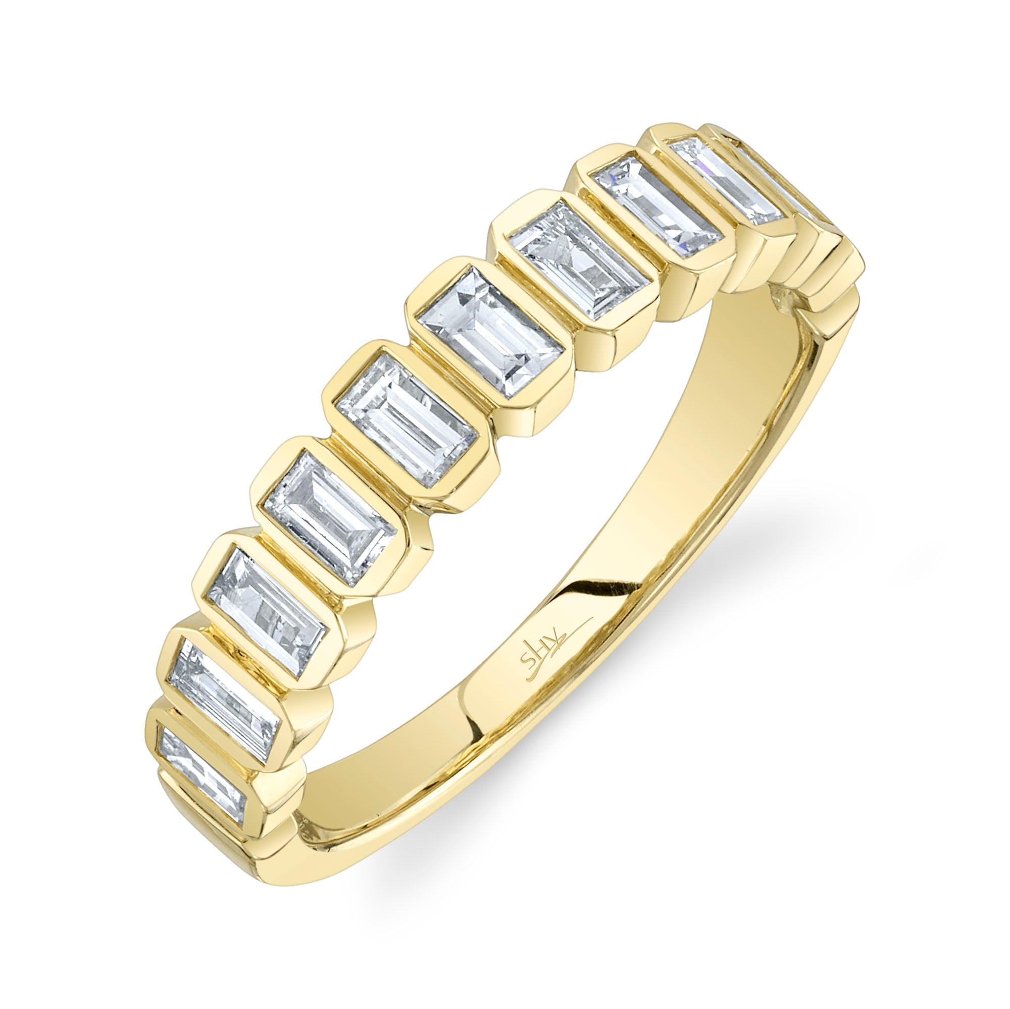 0.78CT 14K Y/G DIAMOND BAGUETTE BEZEL BAND SZ 6