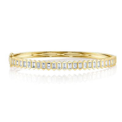 1.70CT 14K Y/G DIAMOND BAGUETTE BEZEL BANGLE