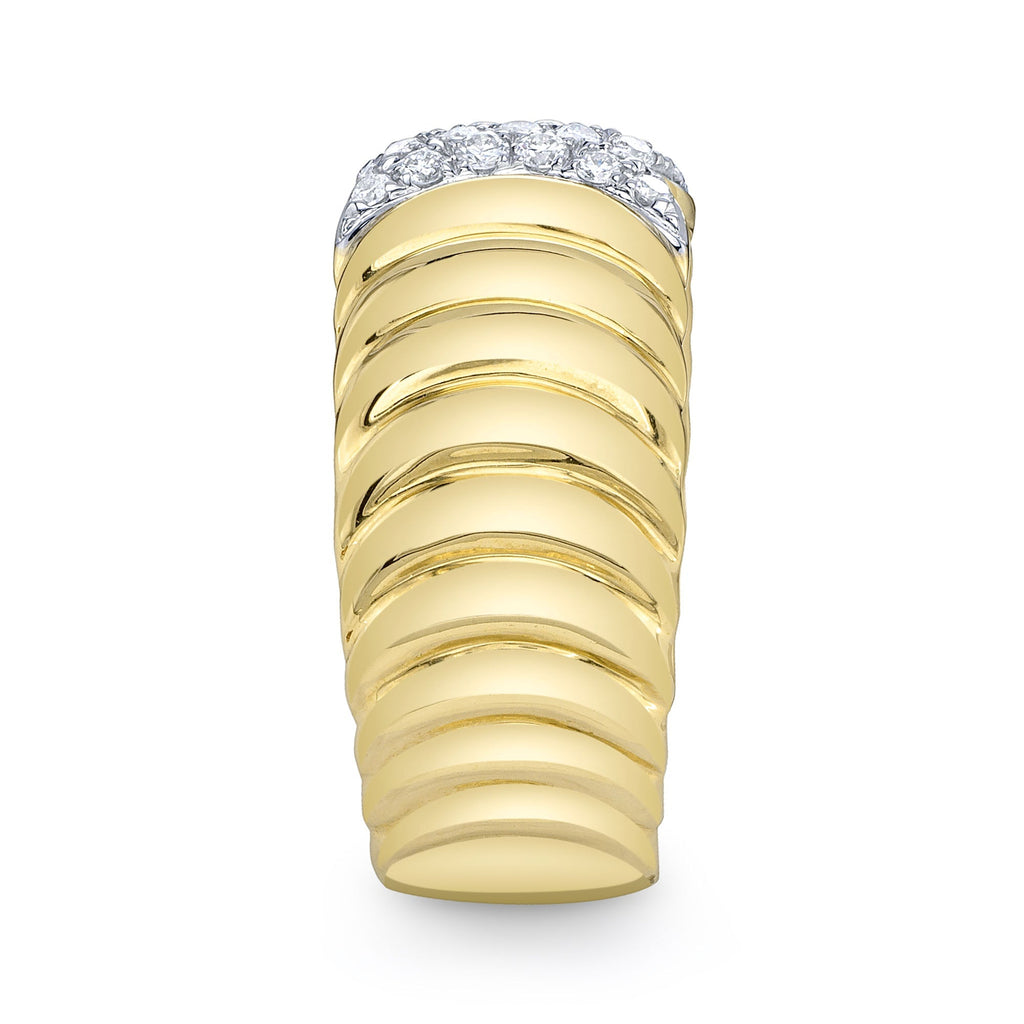 0.26CT 14K Y/G DIAMOND RIBBED RING