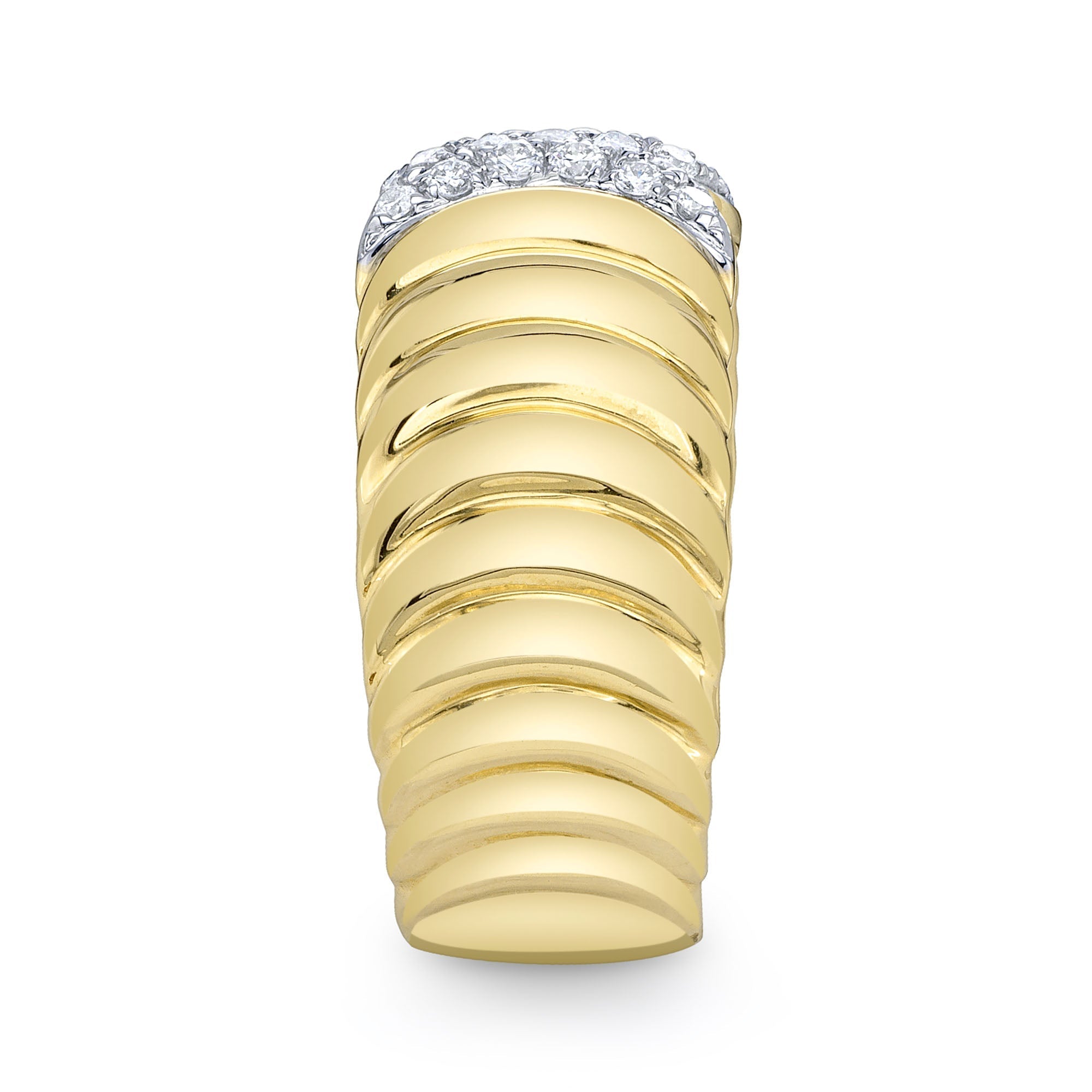 0.26CT 14K Y/G DIAMOND RIBBED RING