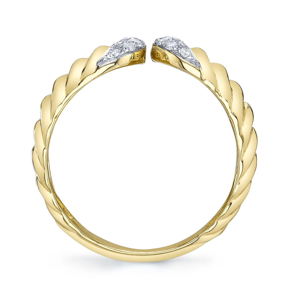 0.26CT 14K Y/G DIAMOND RIBBED RING