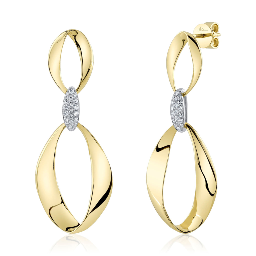0.20CT 14K2T Y/W DIAMOND MOBIUS EARRING