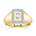 0.17CT 14K Y/G DIAMOND EMERALD BEZEL MATTE SIGNET RING