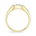 0.17CT 14K Y/G DIAMOND EMERALD BEZEL MATTE SIGNET RING