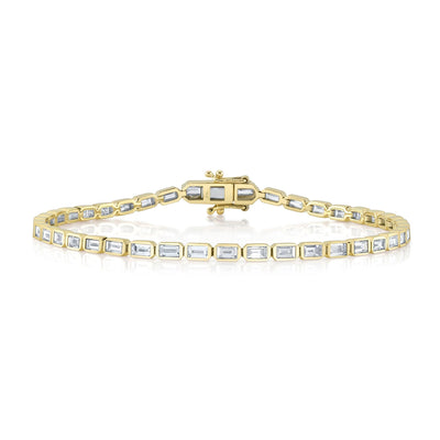 2.20CT 14K Y/G DIAMOND BAGUETTE BEZEL TENNIS BRACELET
