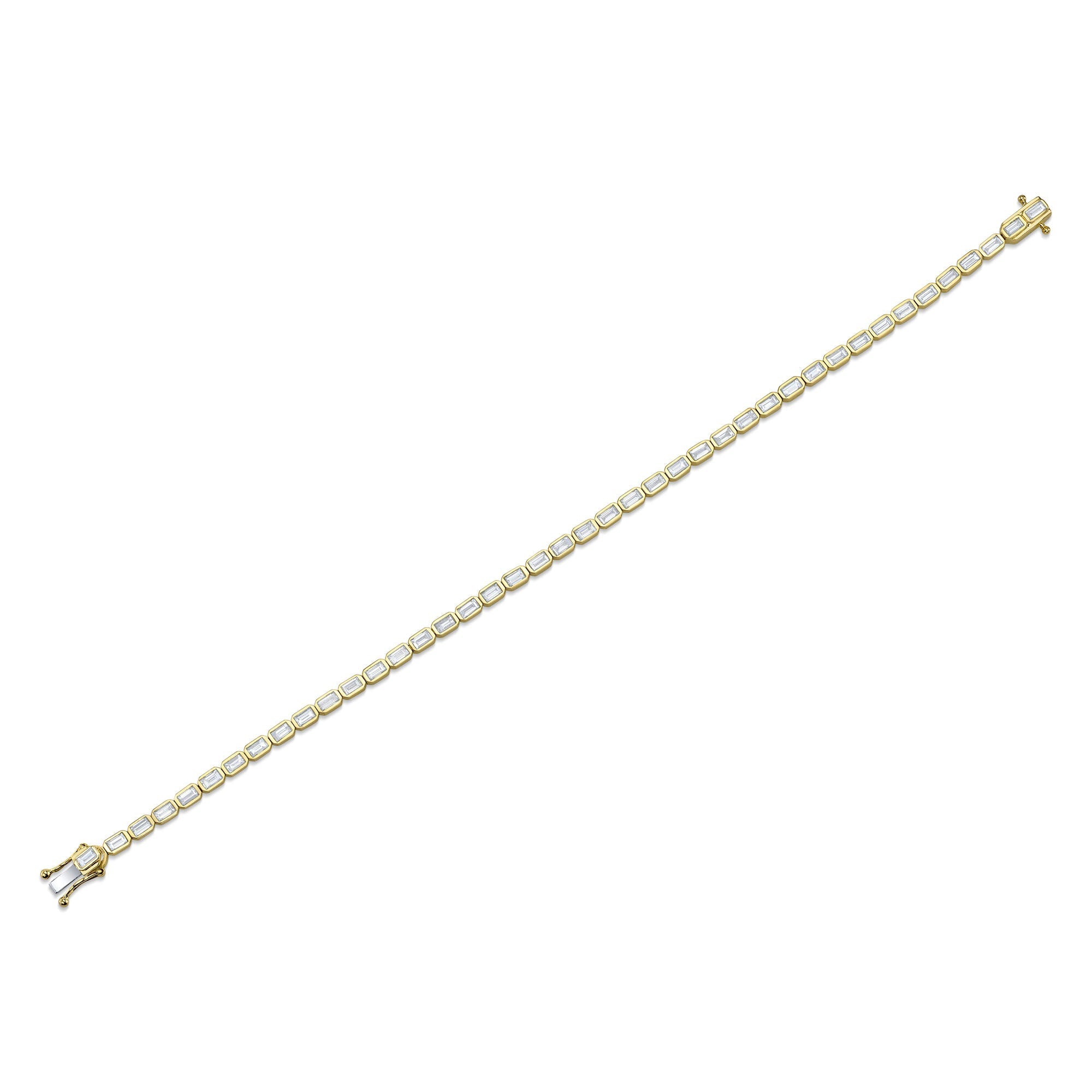 2.20CT 14K Y/G DIAMOND BAGUETTE BEZEL TENNIS BRACELET