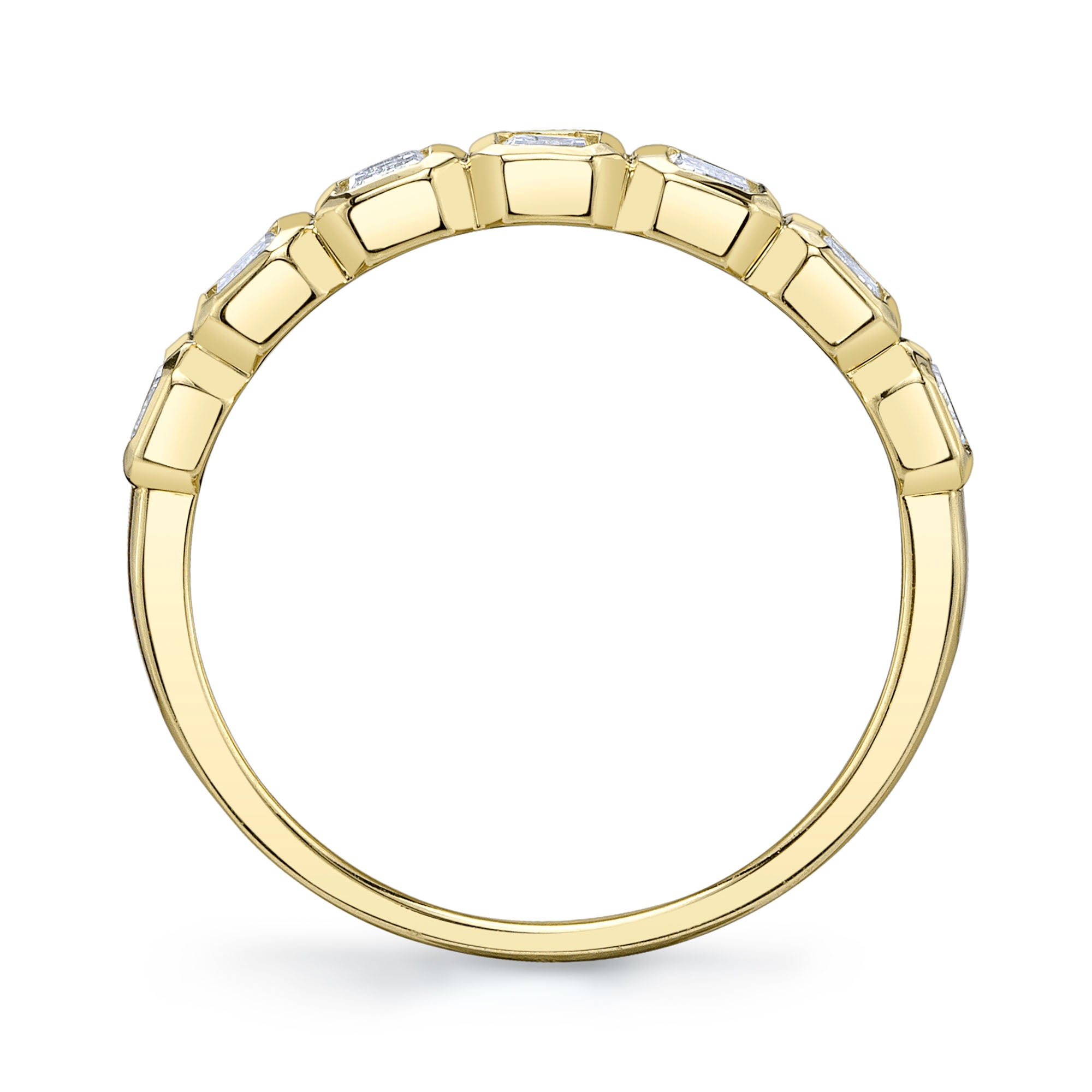1.05CT 14K Y/G DIAMOND EMERALD BEZEL BAND