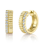 0.34CT 14K Y/G DIAMOND RIBBED HUGGIE EARRING