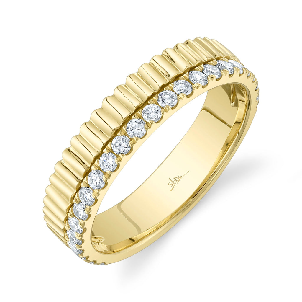 0.42CT 14K Y/G DIAMOND RIBBED BAND