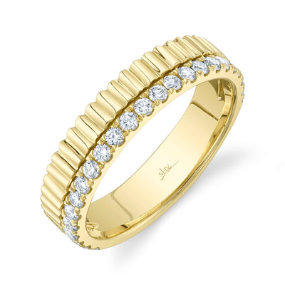 0.42CT 14K Y/G DIAMOND RIBBED BAND SZ 6