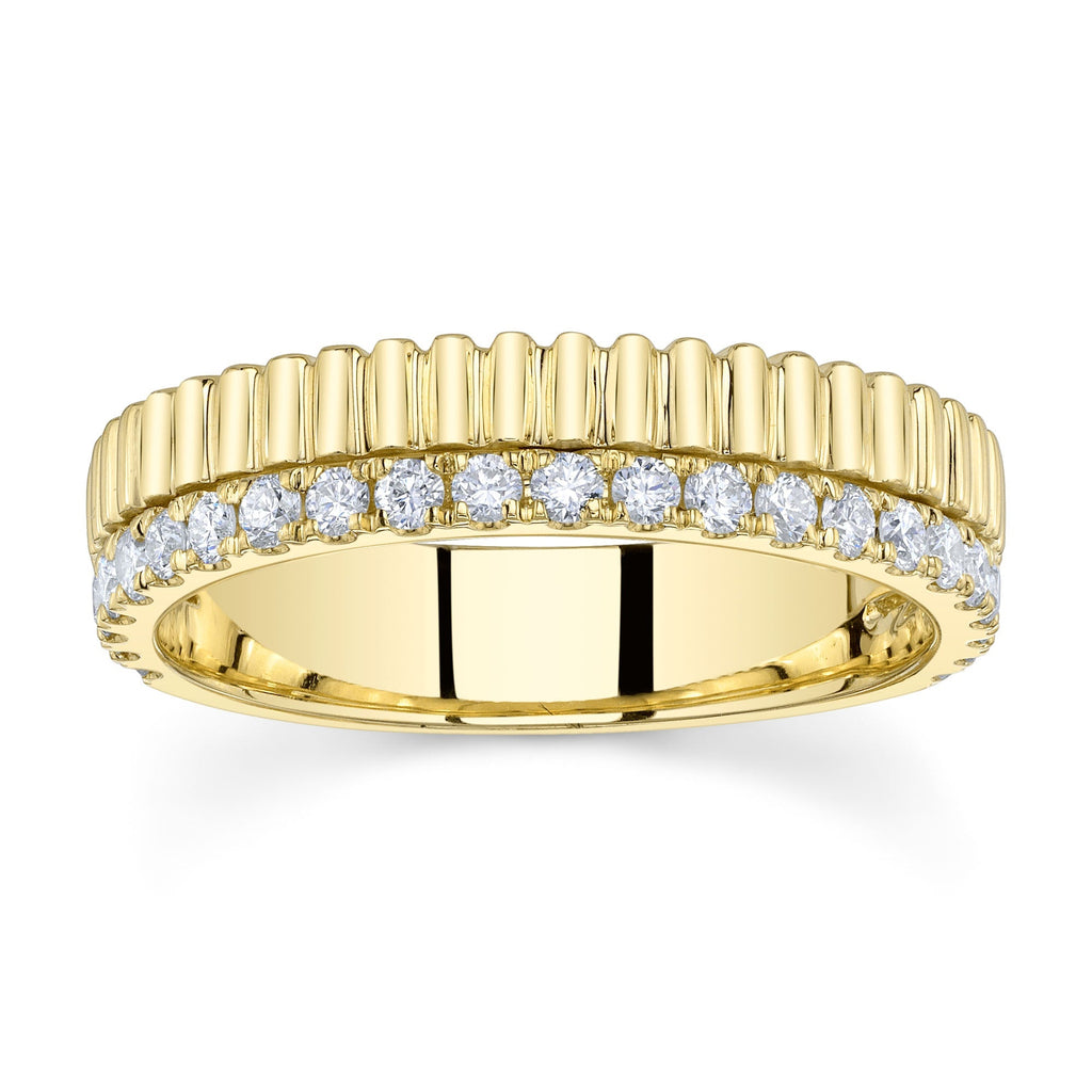 0.42CT 14K Y/G DIAMOND RIBBED BAND