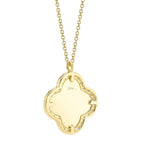0.22CT 14K Y/G DIAMOND BEZEL RIBBED CLOVER NECKLACE