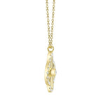 0.22CT 14K Y/G DIAMOND BEZEL RIBBED CLOVER NECKLACE