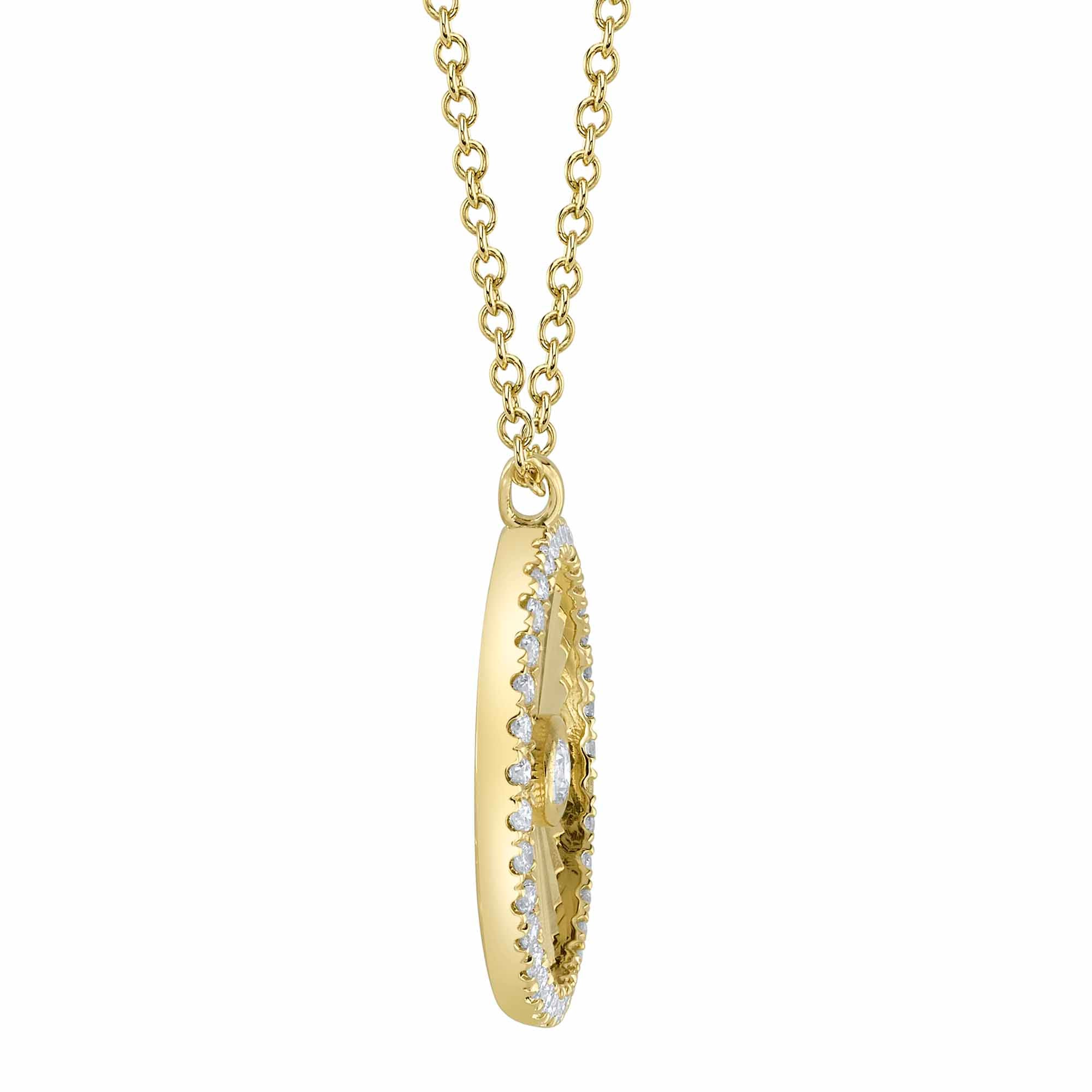 0.32CT 14K Y/G DIAMOND BEZEL RIBBED CIRCLE NECKLACE