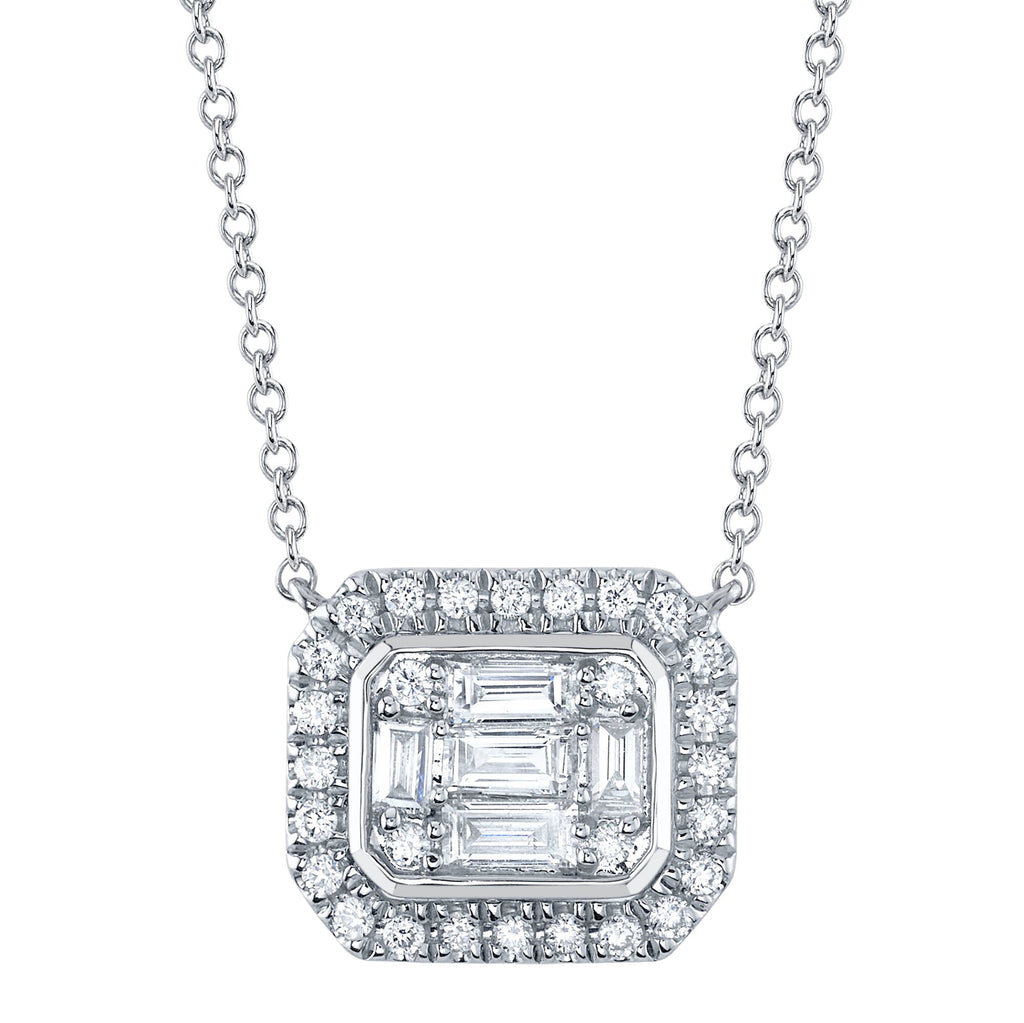 0.41CT 14K W/G DIAMOND BAGUETTE NECKLACE