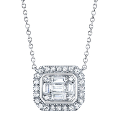 0.41CT 14K W/G DIAMOND BAGUETTE NECKLACE