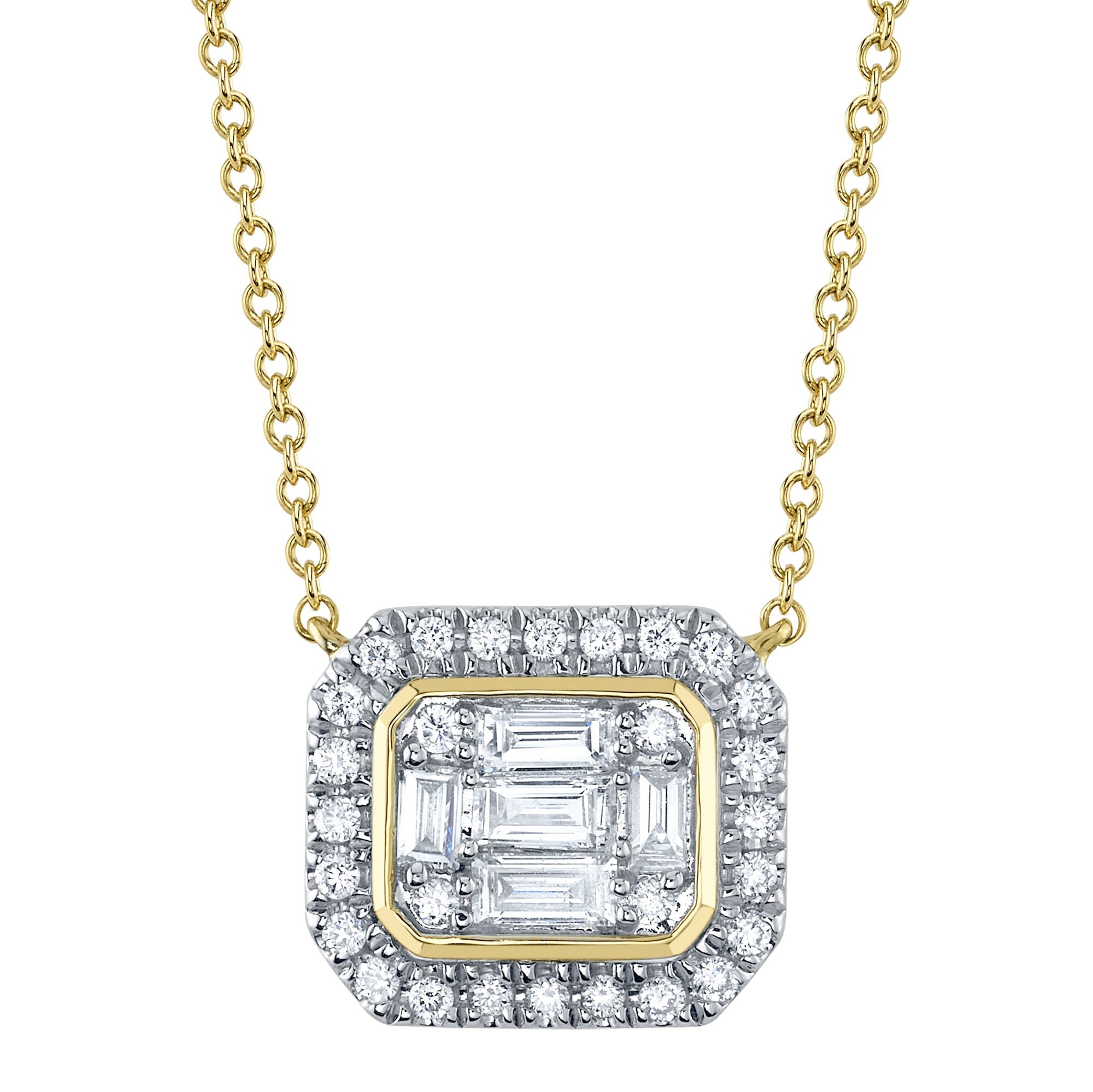 0.41CT 14K Y/G DIAMOND BAGUETTE NECKLACE