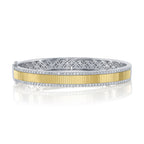 1.06CT 14K2T W/Y DIAMOND RIBBED BANGLE