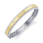 1.06CT 14K2T W/Y DIAMOND RIBBED BANGLE