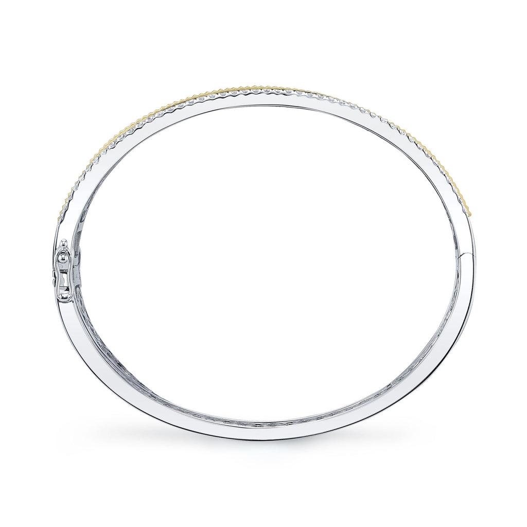 1.06CT 14K2T W/Y DIAMOND RIBBED BANGLE