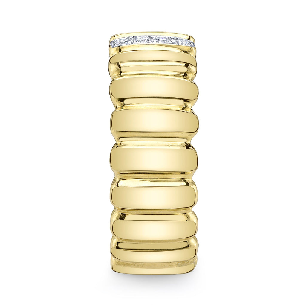 0.07CT 14K Y/G DIAMOND RIBBED RING