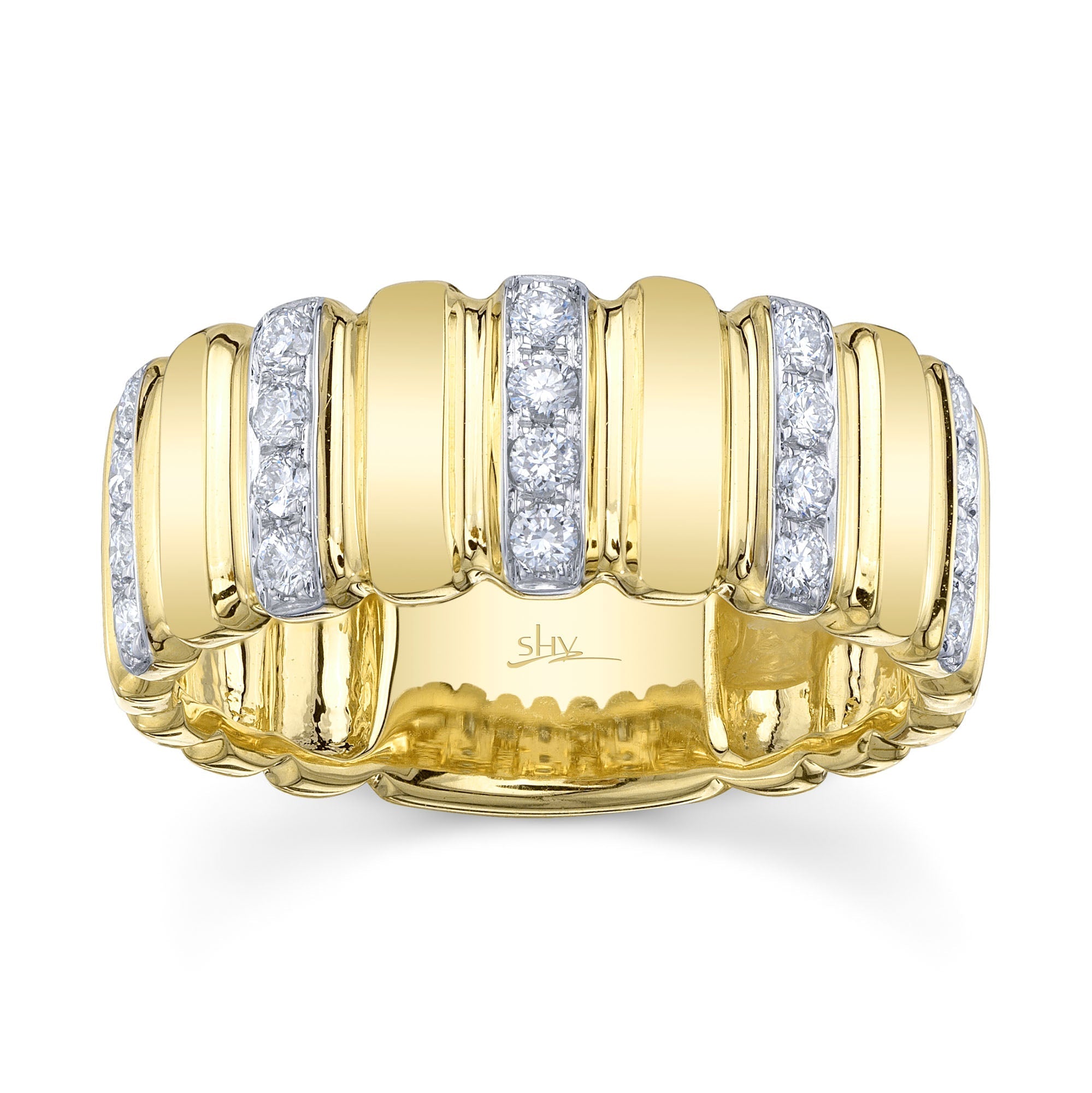 0.32CT 14K Y/G DIAMOND RIBBED RING