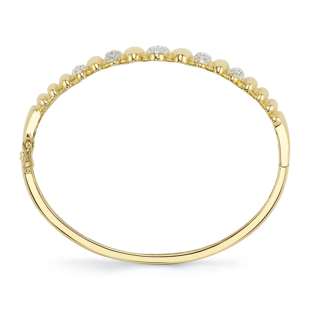 2.19CT 14K Y/G DIAMOND PAVE RIBBED BANGLE