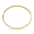 2.19CT 14K Y/G DIAMOND PAVE RIBBED BANGLE