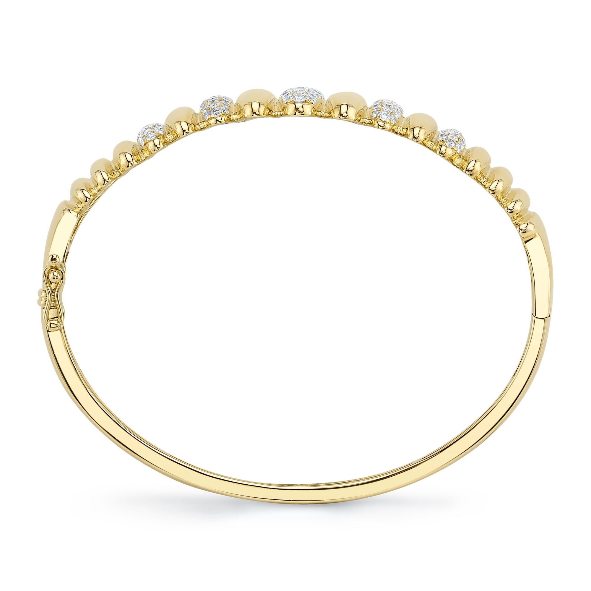 2.19CT 14K Y/G DIAMOND PAVE RIBBED BANGLE