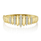 2.19CT 14K Y/G DIAMOND PAVE RIBBED BANGLE