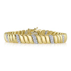 1.48CT 14K Y/G DIAMOND RIBBED BRACELET