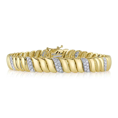 1.48CT 14K Y/G DIAMOND RIBBED BRACELET