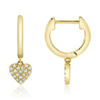 0.09CT 14K Y/G DIAMOND PAVE HEART HUGGIE EARRING