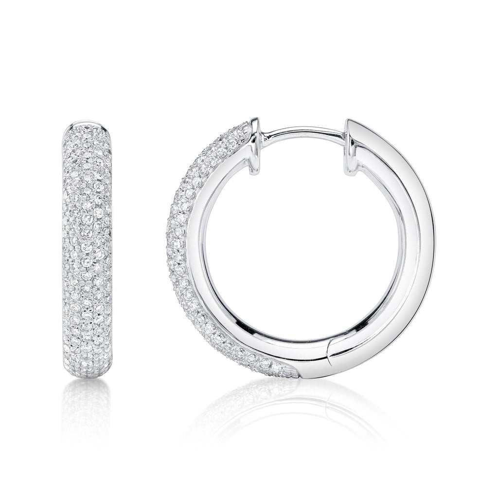 0.40CT 14K W/G DIAMOND PAVE HOOP EARRING